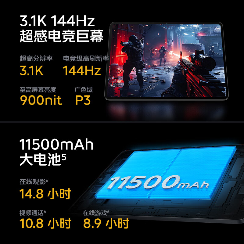 iQOO Pad2 Pro 13.0英寸 平板电脑（3.1K、天玑9300+、16GB、1TB、WLAN版、银翼） 4033.0