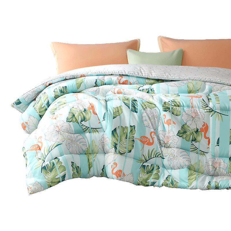 富安娜 FUANNA 七孔抑菌纤维保暖冬厚被 203*229cm 雨林绿 94元