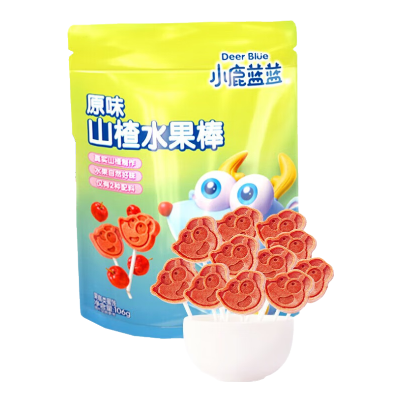 小鹿蓝蓝 山楂棒棒糖 原味山楂棒 1袋 5.25元/件（需领劵，买4赠1到手5件，共