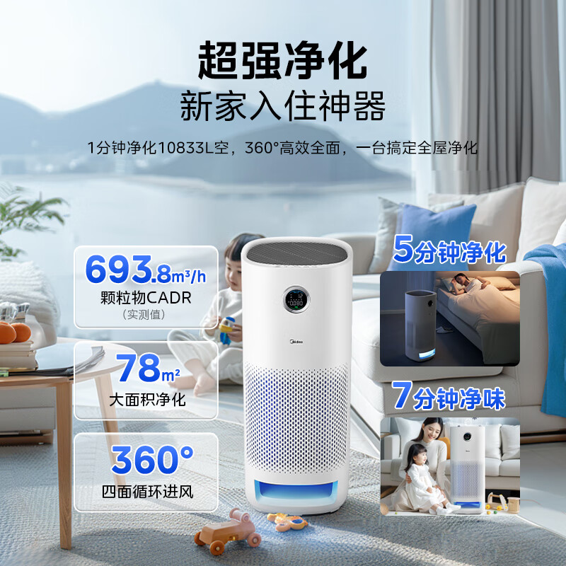 Midea 美的 空气净化器 除菌消毒机KJ600F-LM1P 1419.32元（需用券）