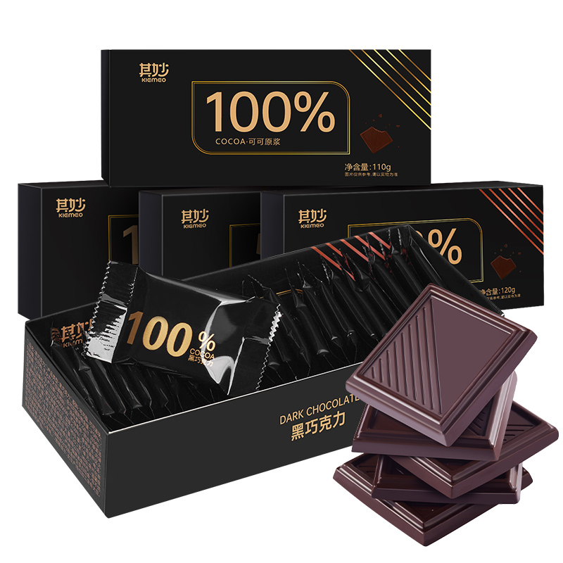 其妙 纯黑巧克力零食纯可可脂散装送女友无糖精网红 100%黑巧 12.7元