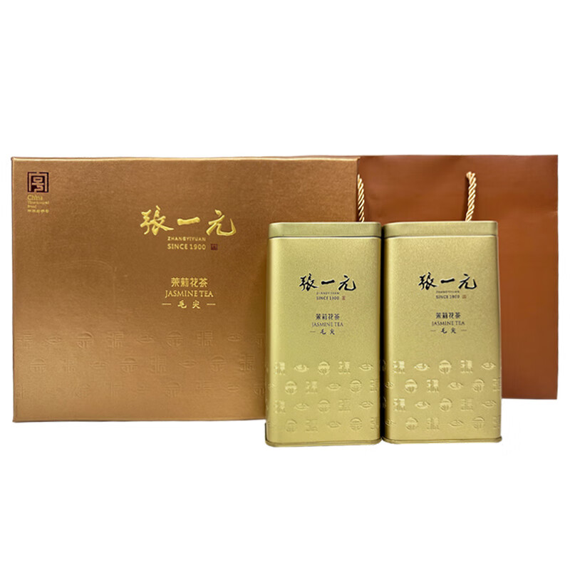 张一元 茉莉花茶 茉莉毛尖 300g 金罐礼盒装 214.6元（需用券）