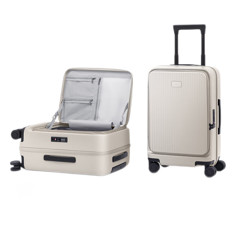 米家小米行李箱20英寸拉杆箱可登机旅行箱侧开盖密码箱男女皮箱子烟白 359.