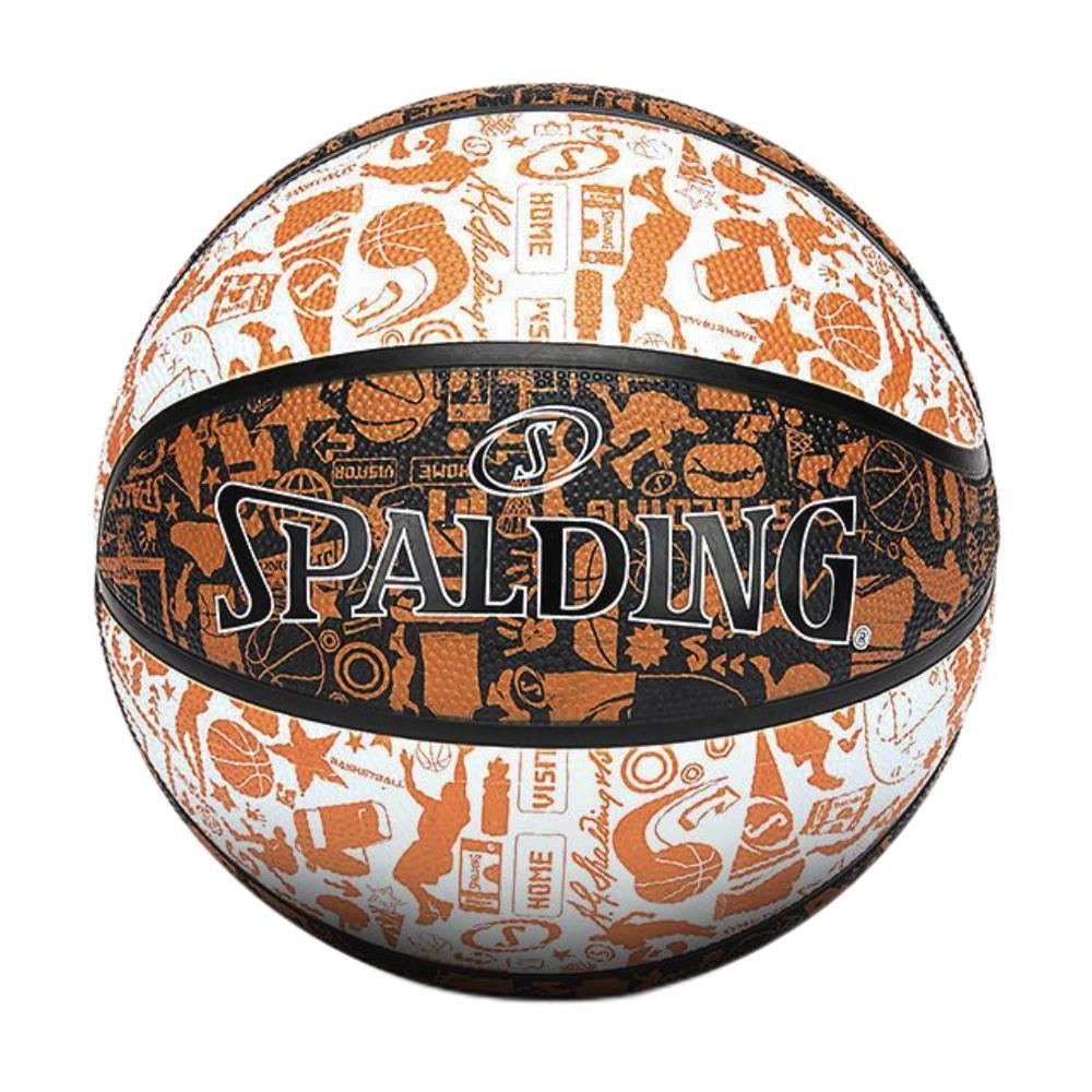SPALDING 斯伯丁 涂鸦系列 橡胶篮球 84-502Y 白/黑/橘 7号/标准 29元（多人团）