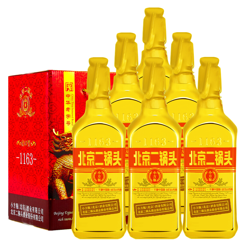 YONGFENG 永丰牌 出口型小方瓶46度金瓶500ml*6瓶清香礼盒装 426元（需用券）