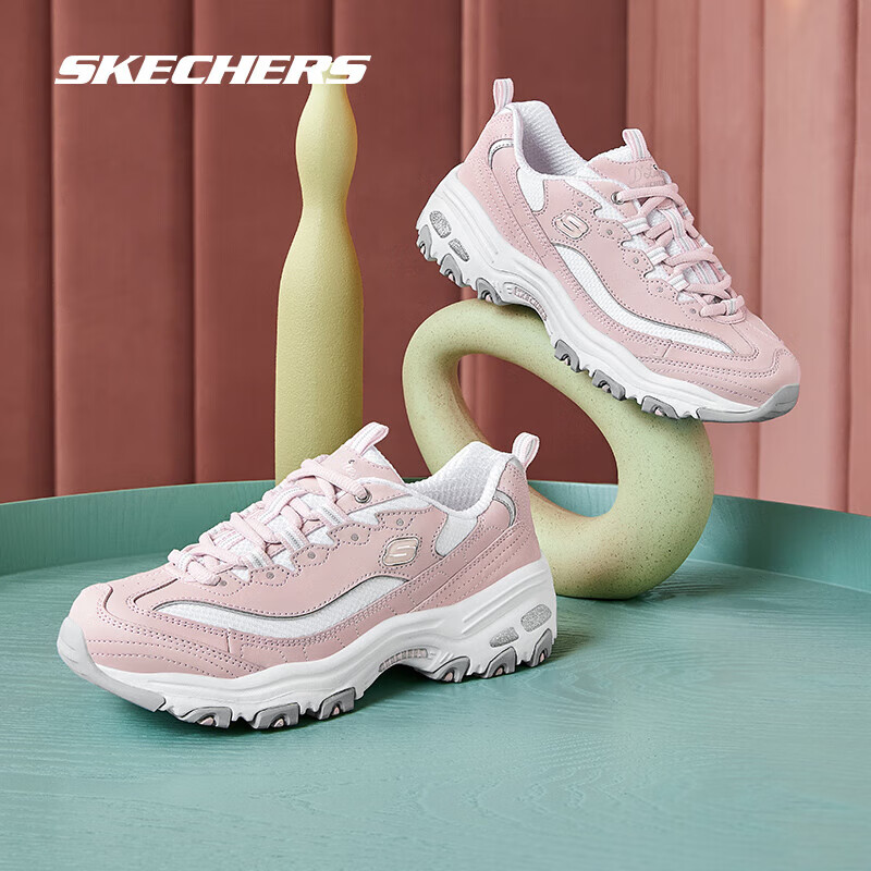 移动端、京东百亿补贴、PLUS会员：SKECHERS 斯凯奇 女款厚底增高熊猫鞋 813143 