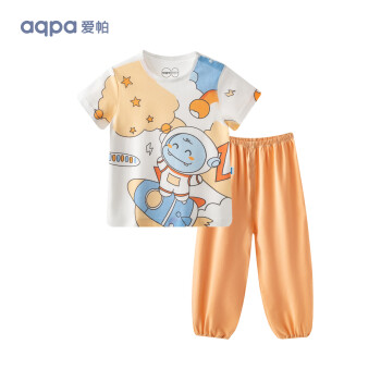 aqpa 婴儿内衣套装夏季纯棉睡衣男女宝宝衣服薄款分体短袖 星际小天 100cm ￥