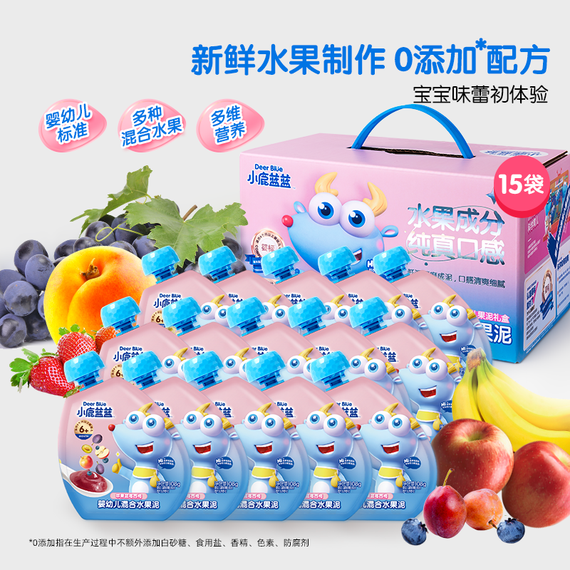 88VIP：小鹿蓝蓝 婴儿水果泥 108g*15袋 75.91元