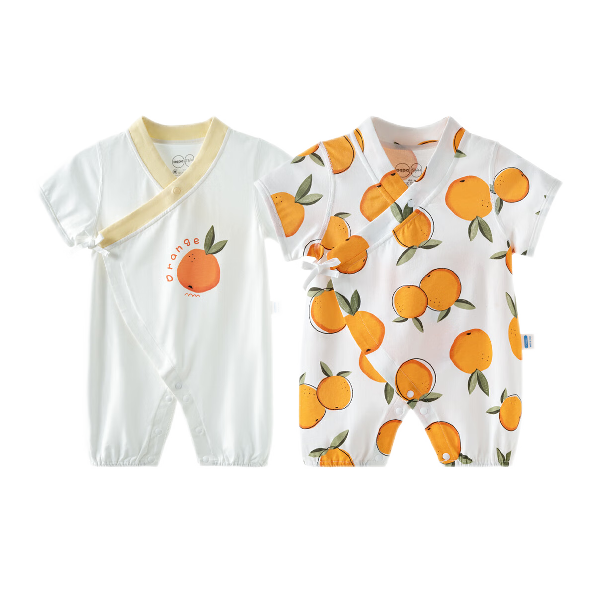 PLUS会员：aqpa【新疆棉2件装】婴儿夏季连体衣 心想事橙组合 66cm 70.51元