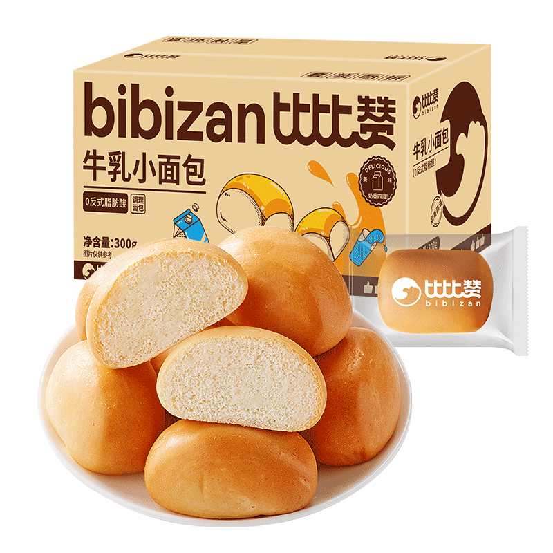 比比赞（BIBIZAN） 牛乳小面包300g 5.84元包邮（需试用）