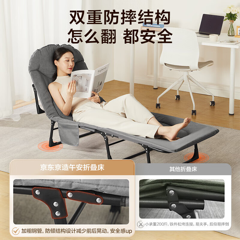 京东京造 折叠床躺椅美式单人午休床可坐可躺180*60cm 99元（需用券）