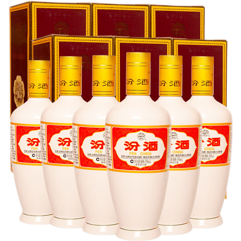 汾酒 出口白瓷 牧童盒装 清香型白酒 53度500ml*6瓶 （非原箱） 374.1元包邮（