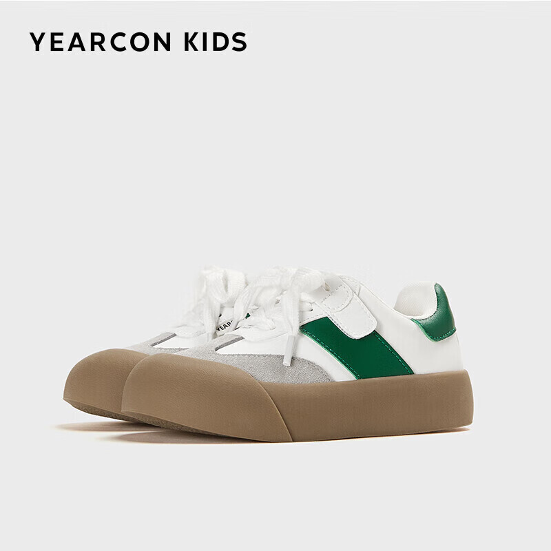 YEARCON 意尔康 童鞋女童运动鞋复古休闲蓬蓬鞋男童时尚板鞋子白/绿30 121.9元