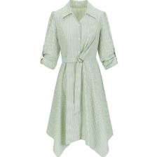 20点开始：Y.SING 衣香丽影 女士绿色条纹连衣裙 104元包邮（叠加PLUS立减到手