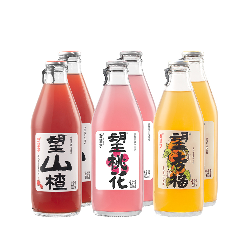 88VIP：HOPE WATER 好望水 果汁气泡水综合口味礼盒300ml*6果味饮料山楂梅好杏福 