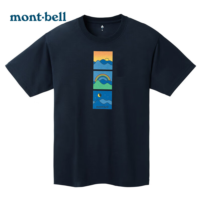 mont·bell montbell日本蒙贝欧24春夏新品户外男女通用透气印花短袖t恤1114728 NV S
