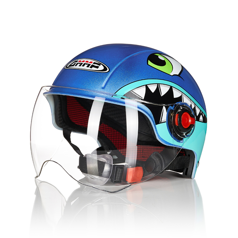 GMMP G615儿童盔3C认证电动摩托车头盔男女大童夏盔电瓶车安全帽 浅蓝 34元（