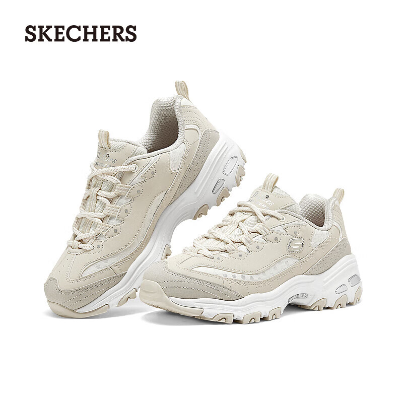 斯凯奇 女士运动鞋女款休闲鞋透气时尚百搭设计老爹鞋150547 自然色/NAT 169元