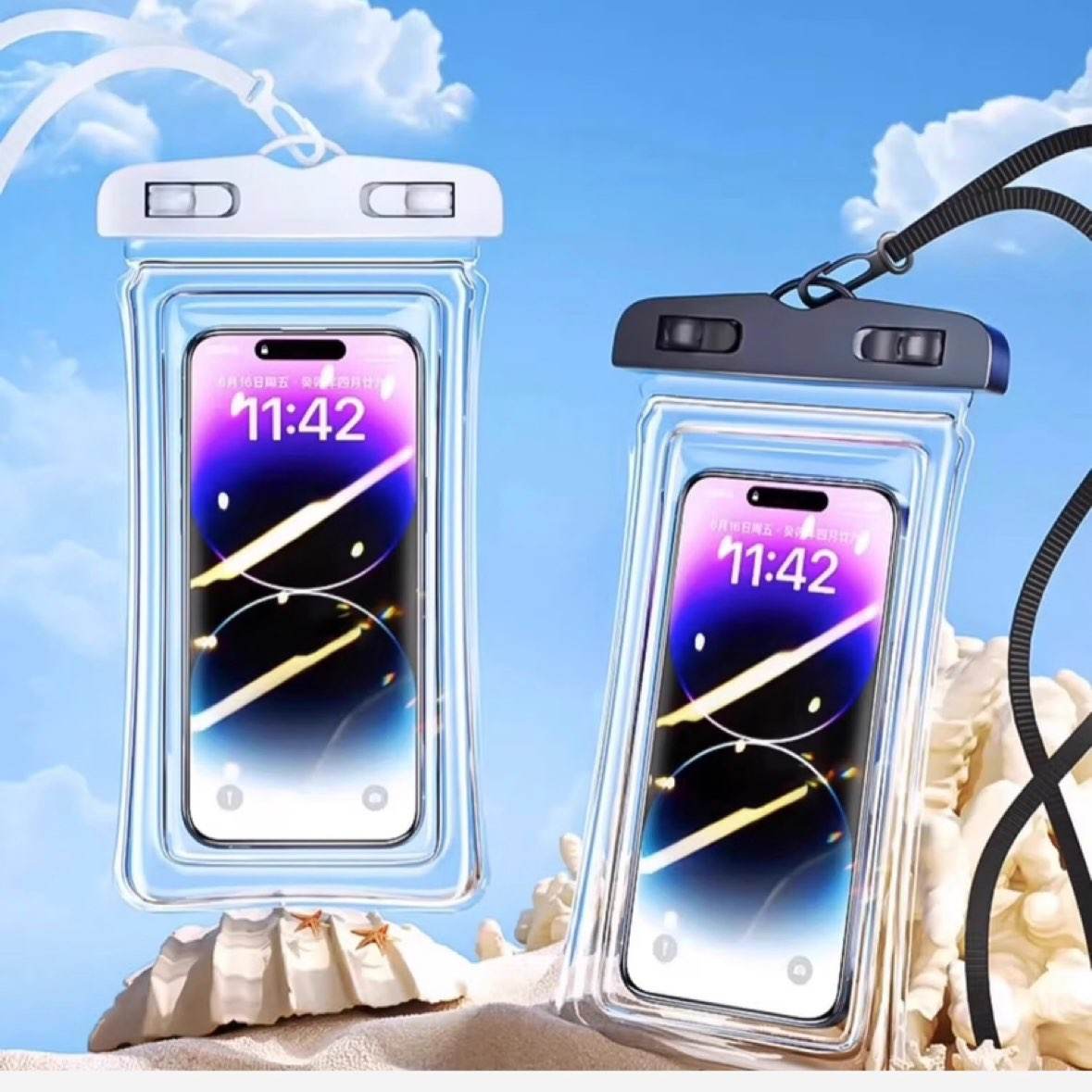 手機防水袋可觸屏游泳潛水玩水外賣1個裝-白色 1.89元需用卷