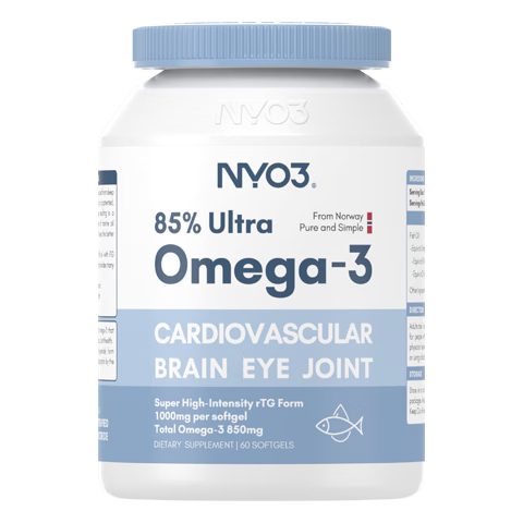 NYO3诺威佳 85%深海鱼油胶囊60粒 rTG型高浓缩 含Omega-3 EPA DHA日常保养送礼 海外