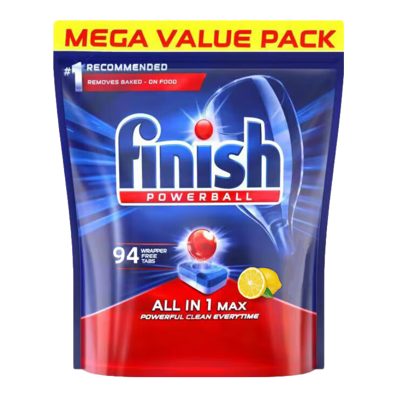 finish 洗碗块三合一洗碗凝珠多效合一洗碗机清洁块洗涤剂免洗碗盐粉 94颗 2