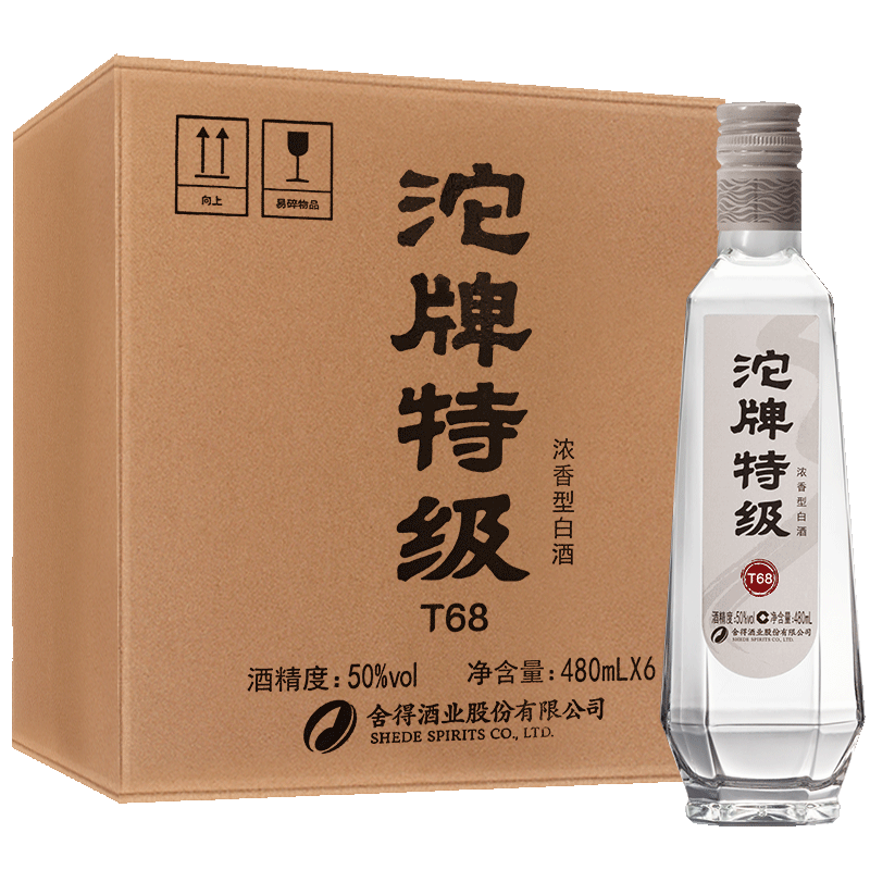 plus会员：沱牌 沱牌特级 T68 浓香型白酒 50度 480ml*6瓶 整箱装 364.32元