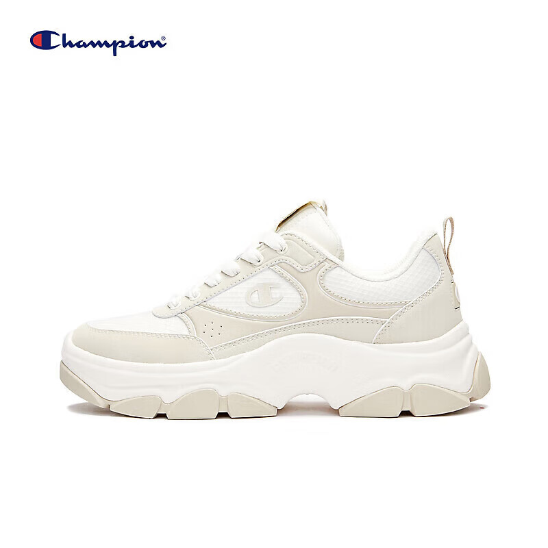 Champion 美国冠军板鞋女男 厚底休闲撞色板鞋23FWT19 卡其色 39 161.49元（需用券