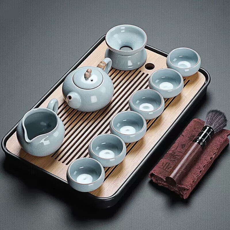 初伍 中式功夫茶具套装简约复古家用客厅汝窑泡茶茶壶茶杯高档整套 97.3元