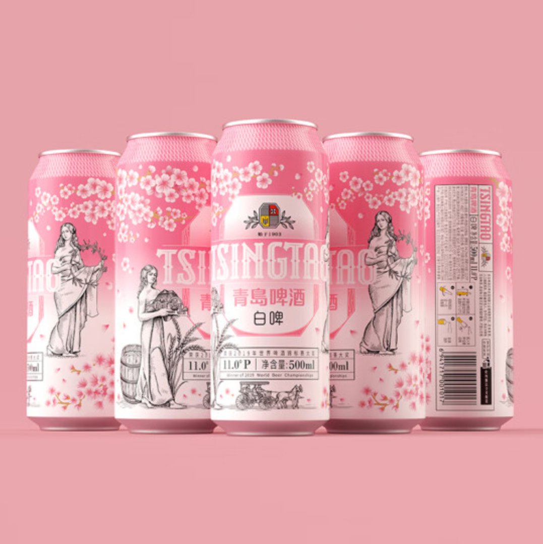 青島啤酒 TSINGTAO 白啤11度櫻花系列 500mL 12罐 整箱裝 贈白啤330*6 66.4元（需買2