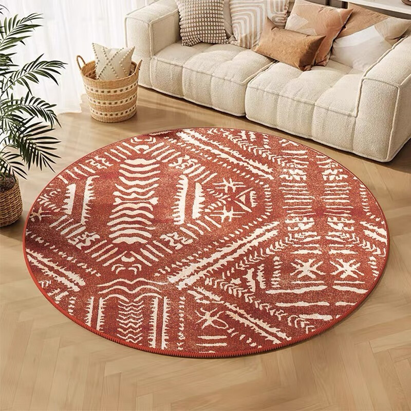 欧纶斯（Oulens）圆形入户地毯 轻奢风高级 印第安red 80CM×80CM 22.50元包邮（需