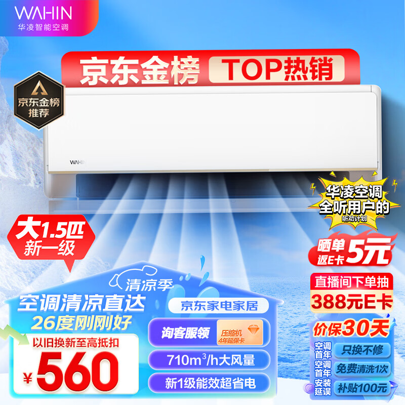 WAHIN 华凌 KFR-35GW/N8HE1Pro 新一级能效 壁挂式空调 1.5匹 ￥1725.54