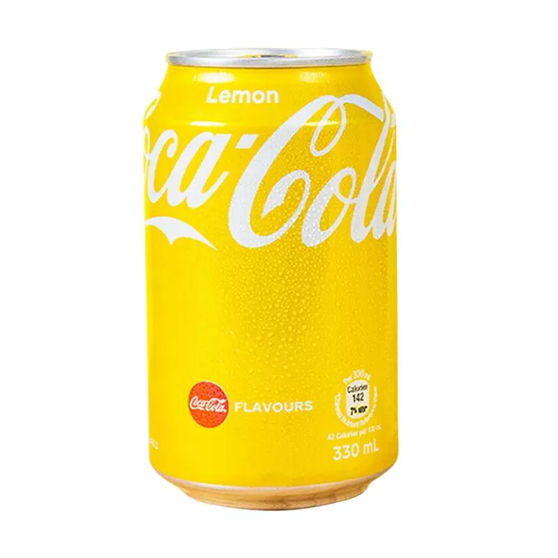 可口可乐 香港版可口可乐柠檬味可乐碳酸饮料汽水黄色易拉罐气泡水饮品 