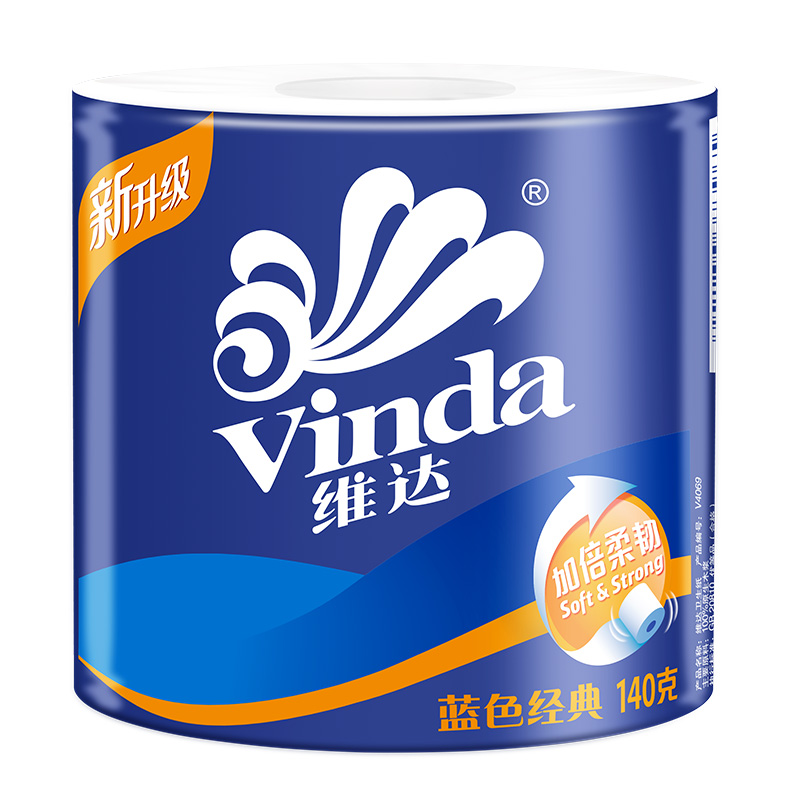 Vinda 维达 有芯卷纸 蓝色经典4层140克*10卷 厚韧卫生纸 卷筒纸 14.66元
