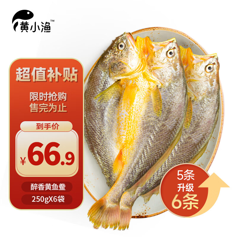 黄小渔 宁德醇香黄鱼鲞250g*6条 三去大黄花鱼生鲜海鲜鱼类年货 源头直发 61.