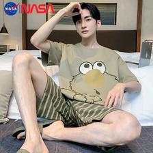 NASAOVER NASA男士睡衣夏季纯棉男款青少年薄款短袖短裤学生夏天家居服套装 39