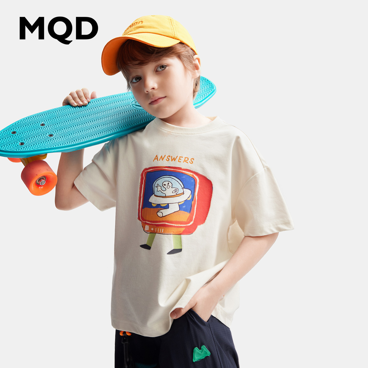 MQD 马骑顿 童装 呼吸T儿童卡通短袖T恤24夏新款男童宽松运动上衣吸湿速干 93