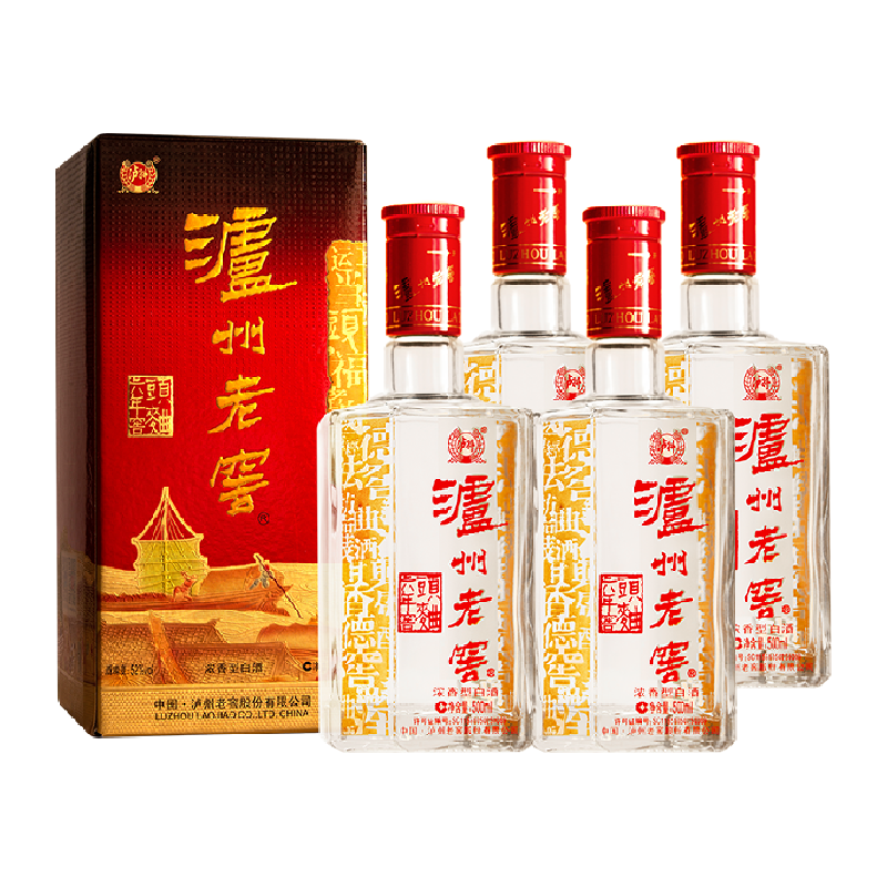 泸州老窖 六年窖头曲 52%vol 浓香型白酒 500ml*4瓶 279元（需用券）