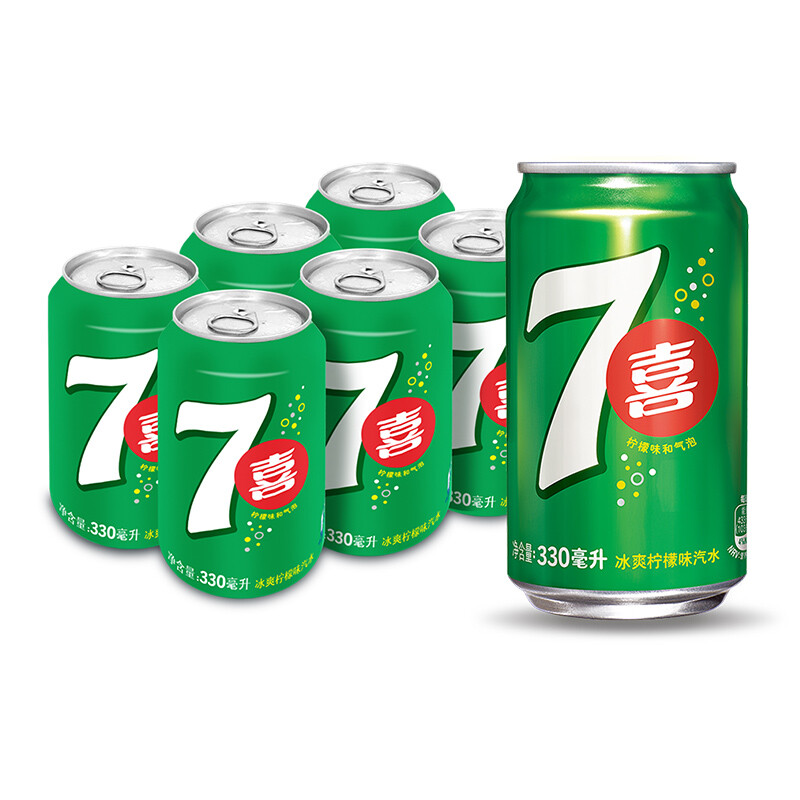 7-Up 七喜 pepsi 百事 7up柠檬味碳酸饮料330ml*6听 8.45元