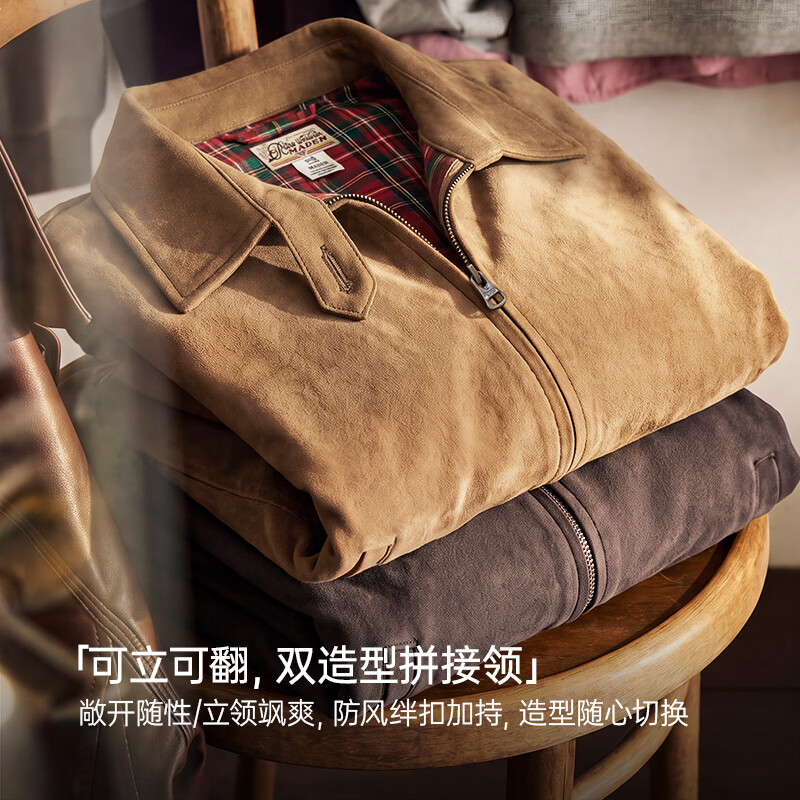 马登 美式复古巴恩风哈灵顿工装老钱风夹克翻立领美高短外套上衣女士秋 184.9元 - 线报酷