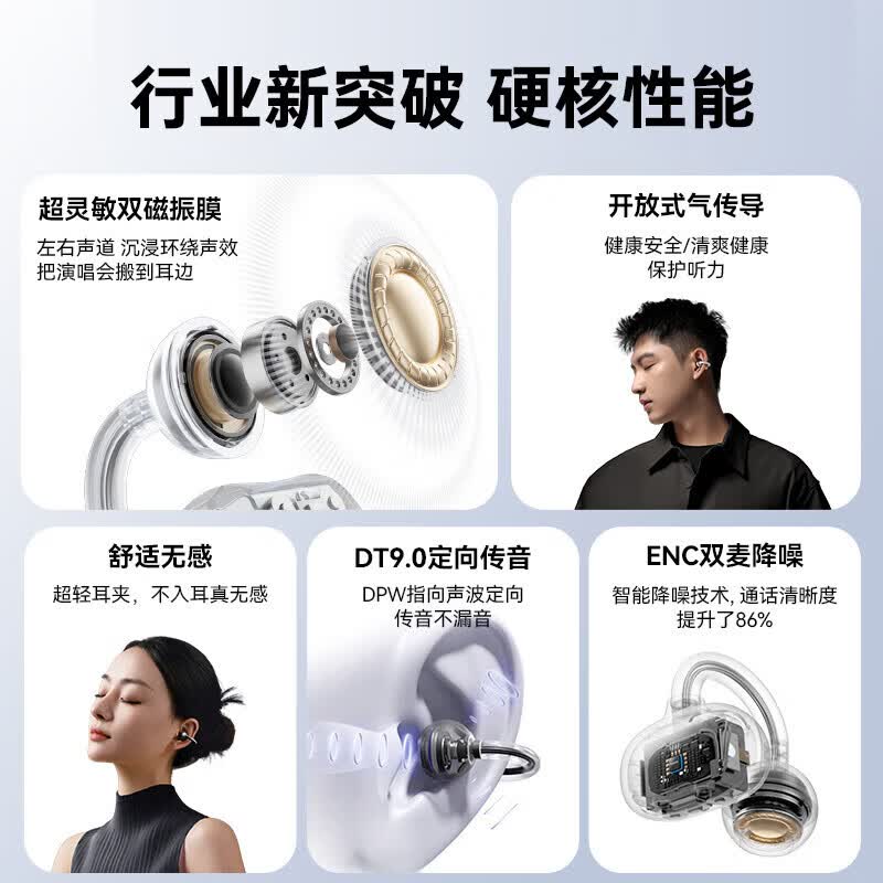 唯立德 骨传导概念不入耳 霞光紫 蓝牙耳机 68元 - 线报酷