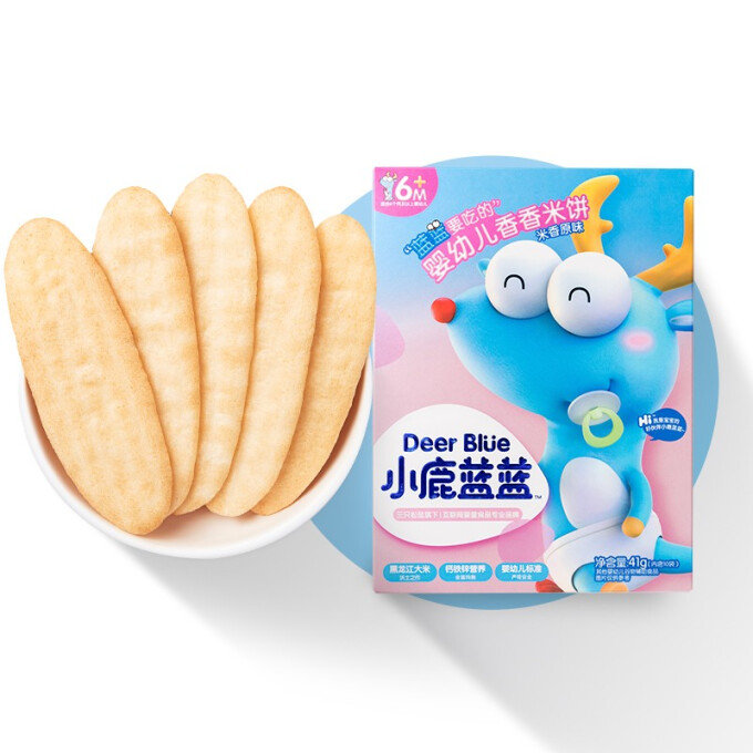 小鹿蓝蓝 _宝宝米饼原味 米饼婴儿零食营养儿童磨牙饼宝宝零食 41g 8.3元（