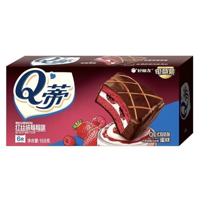 好丽友 一口松软 Q蒂夹心蛋糕 红丝绒莓莓味 6枚装 168g 7.15元（需买4件，需