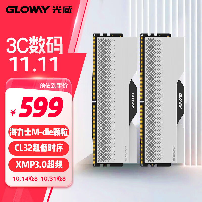 GLOWAY 光威 龙武系列 DDR5 6400MHz 台式机内存 马甲条 32GB（16GBx2） ￥575.01