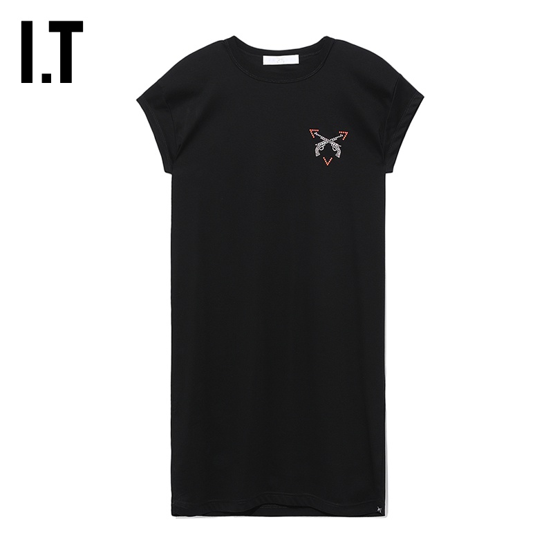 I.T IT roar roarguns女装短袖连衣裙休闲潮流圆领logo图案钻饰T23XE 1799元（需用券