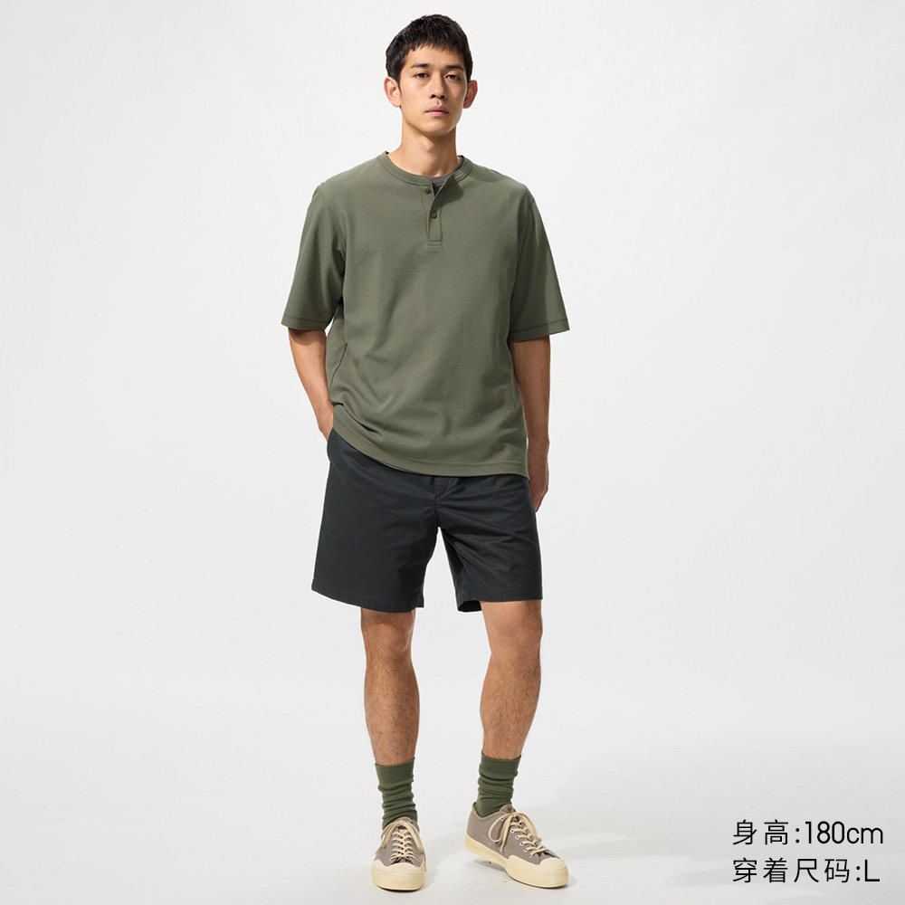 移动端：UNIQLO 优衣库 男士麻混纺舒适短裤 482260 129元（淘金币可抵1.29元起