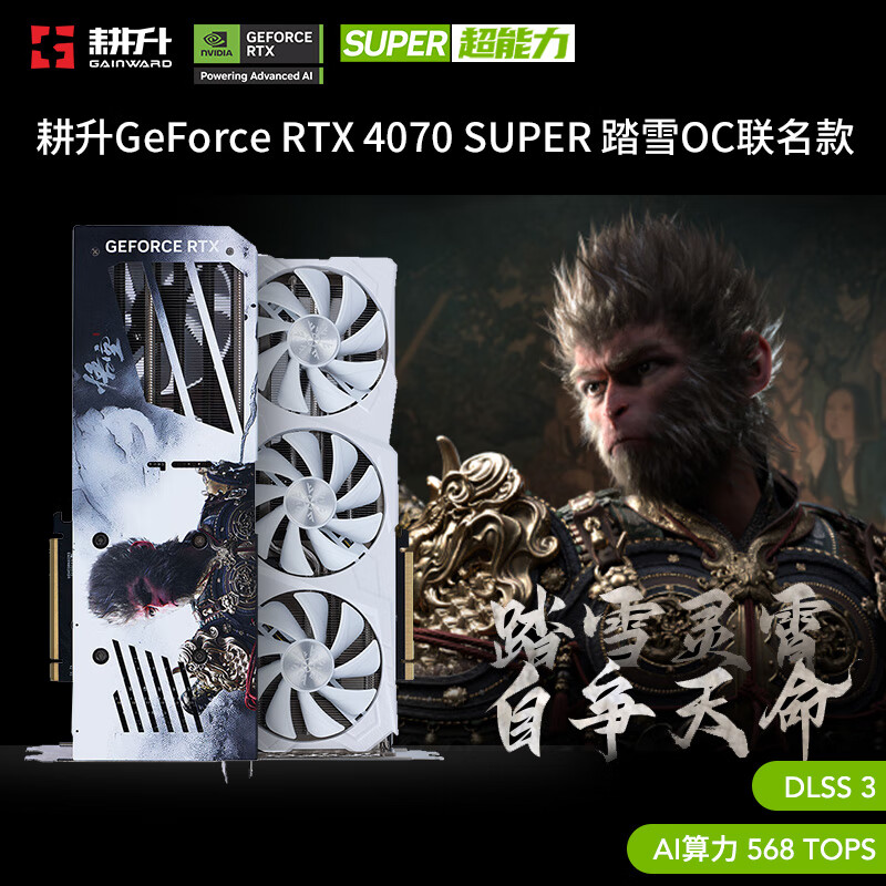 GAINWARD 耕升 GeForce RTX 4070 SUPER 踏雪 OC 12G 黑神话悟空 显卡 4769元（需用券）