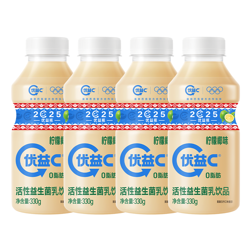 PLUS会员：MENGNIU蒙牛 优益C青柠椰子味 活菌益生菌乳饮品 330g*4瓶*4件（含赠