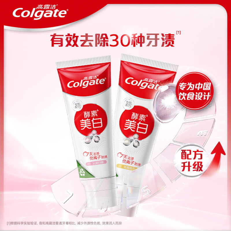 20点开始：Colgate 高露洁 酵素亮白牙膏 白桃味+桂花味 80g*2 18.9元（需买5件，