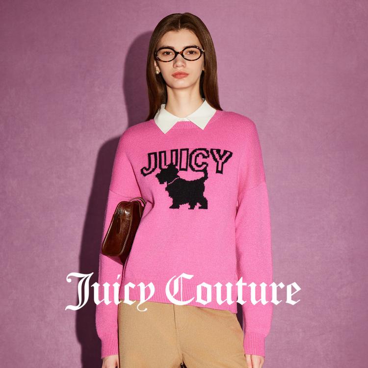 Juicy Couture 橘滋 甜心萌宠Logo撞色提花女士毛衣 204元