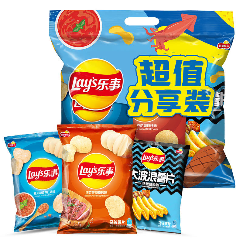 Lay's 乐事 薯片 168g 56g*3包 红烩+烧烤+鱿鱼 12.25元